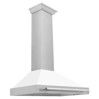 ZLINE 36 in. Convertible Satin Stainless Steel Wall Mount Range Hood with White Matte Shell and Stainless Steel Handle (KB4SNX-WM-36)