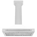 ZLINE 36 in. Convertible Satin Stainless Steel Wall Mount Range Hood with White Matte Shell and Stainless Steel Handle (KB4SNX-WM-36) under.