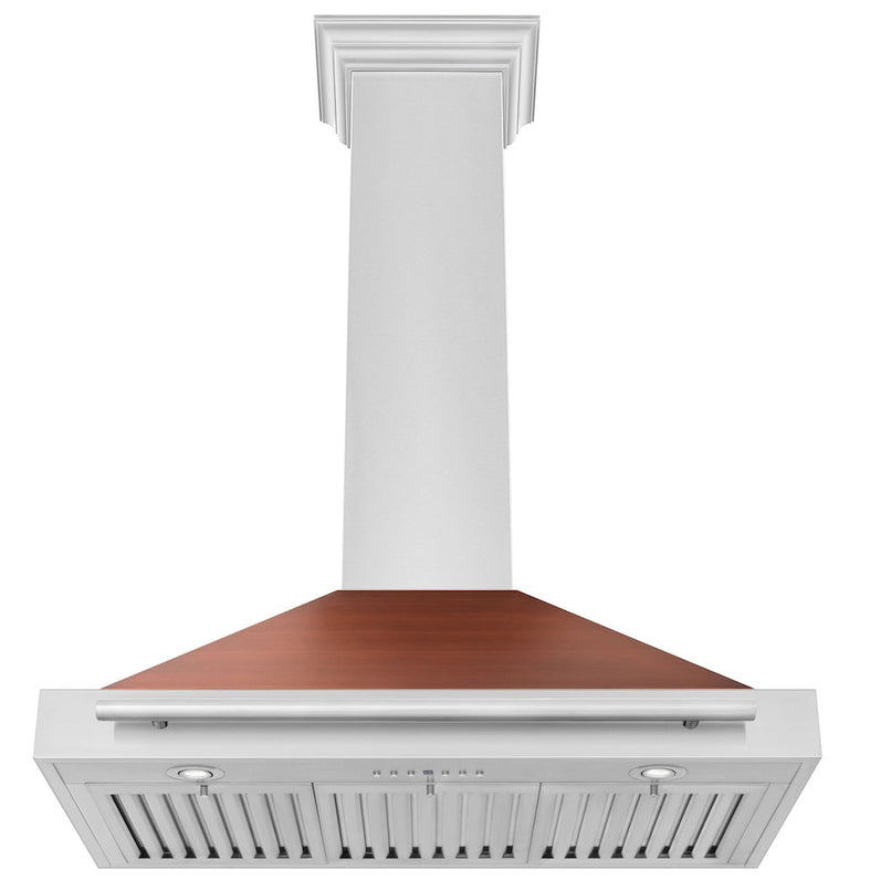 ZLINE 36 in. Convertible Stainless Steel Range Hood with Copper Shell and Stainless Steel Handle (KB4STX-C-36) front, under.