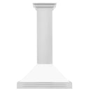 ZLINE 30 in. Convertible Stainless Steel Range Hood with White Matte Shell and Stainless Steel Handle (KB4STX-WM-30) front.