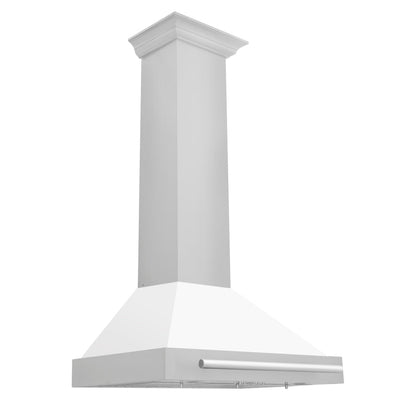 ZLINE 30 in. Convertible Stainless Steel Range Hood with White Matte Shell and Stainless Steel Handle (KB4STX-WM-30)