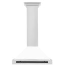ZLINE Autograph Edition 30 in. Convertible Stainless Steel Range Hood with White Matte Shell and Matte Black Accents (KB4STZ-WM30-MB) front.