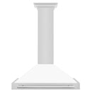 ZLINE 36 in. Convertible Stainless Steel Range Hood with White Matte Shell and Stainless Steel Handle (KB4STX-WM-36) front.