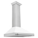 ZLINE 36 in. Convertible Stainless Steel Range Hood with White Matte Shell and Stainless Steel Handle (KB4STX-WM-36)