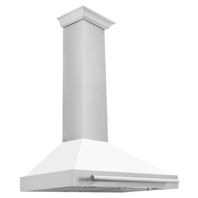 ZLINE 36 in. Convertible Stainless Steel Range Hood with White Matte Shell and Stainless Steel Handle (KB4STX-WM-36)