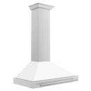 ZLINE 36 in. Convertible Stainless Steel Range Hood with White Matte Shell and Stainless Steel Handle (KB4STX-WM-36) side.