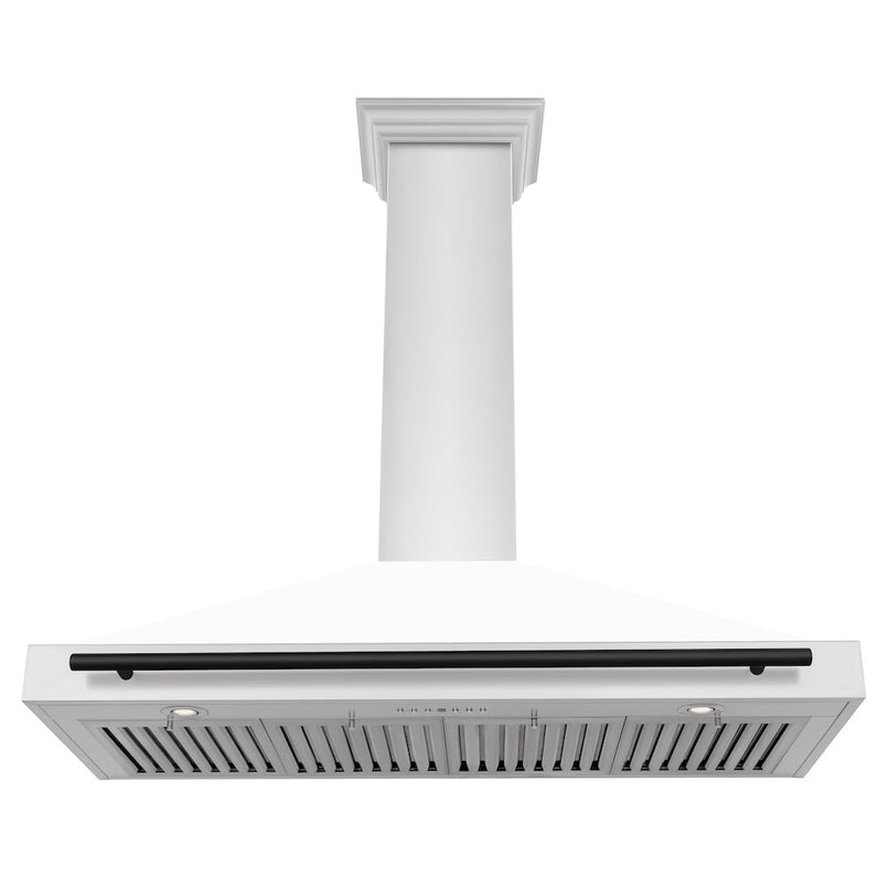ZLINE Autograph Edition 48 in. Convertible Stainless Steel Range Hood with White Matte Shell and Matte Black Accents (KB4STZ-WM48-MB) under.