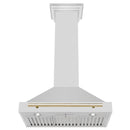 ZLINE Autograph Edition 30 in. Convertible Stainless Steel Range Hood with Stainless Steel Shell and Polished Gold Accents (KB4STZ-30-G) under.