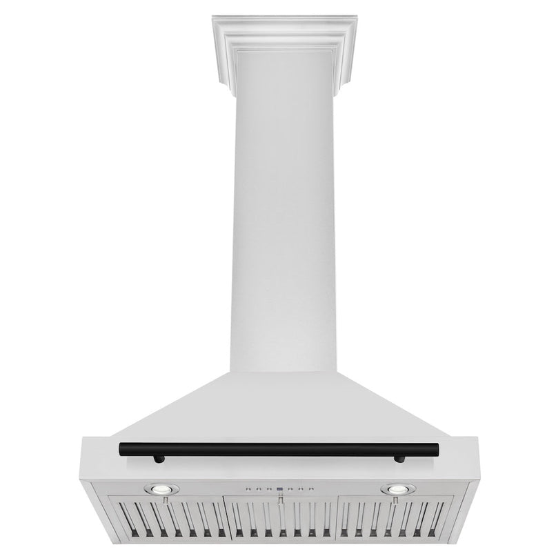 ZLINE Autograph Edition 30 in. Convertible Stainless Steel Range Hood with Stainless Steel Shell and Matte Black Accents (KB4STZ-30-MB) under.