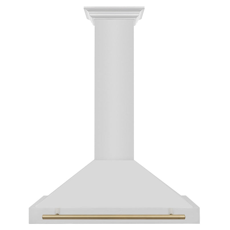 ZLINE Autograph Edition 36 in. Convertible Stainless Steel Range Hood with Stainless Steel Shell and Champagne Bronze Accents (KB4STZ-36-CB) front.