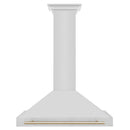 ZLINE Autograph Edition 36 in. Convertible Stainless Steel Range Hood with Stainless Steel Shell and Polished Gold Accents (KB4STZ-36-G) front.