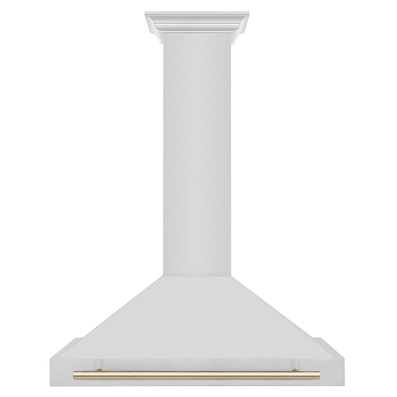 ZLINE Autograph Edition 36 in. Convertible Stainless Steel Range Hood with Stainless Steel Shell and Polished Gold Accents (KB4STZ-36-G) front.