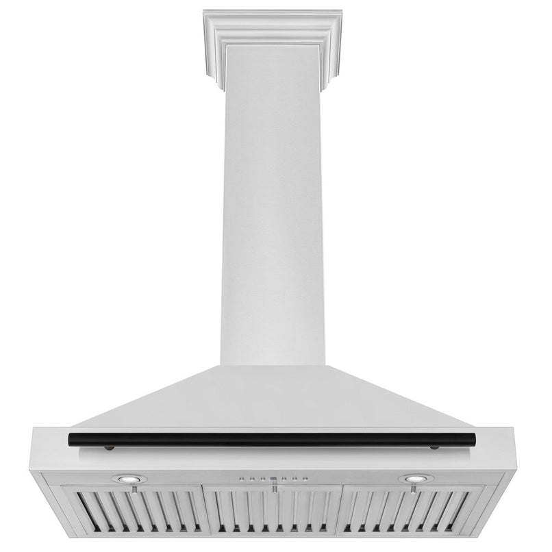 ZLINE Autograph Edition 36 in. Convertible Stainless Steel Range Hood with Stainless Steel Shell and Matte Black Accents (KB4STZ-36-MB) under.