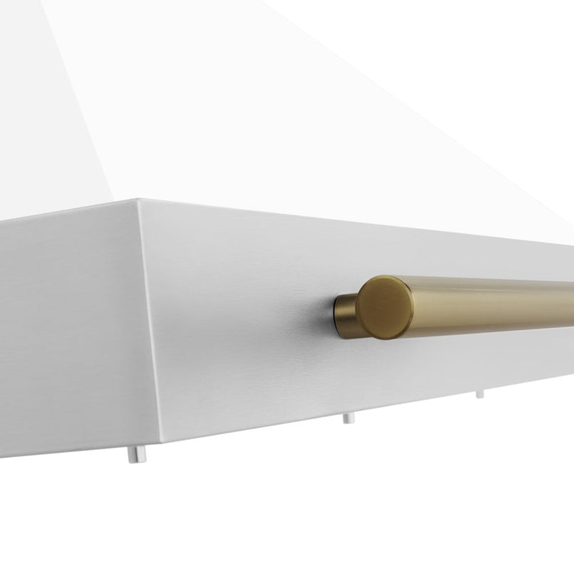 ZLINE Autograph Edition 30 in. Convertible Stainless Steel Range Hood with White Matte Shell and Champagne Bronze Accents (KB4STZ-WM30-CB)