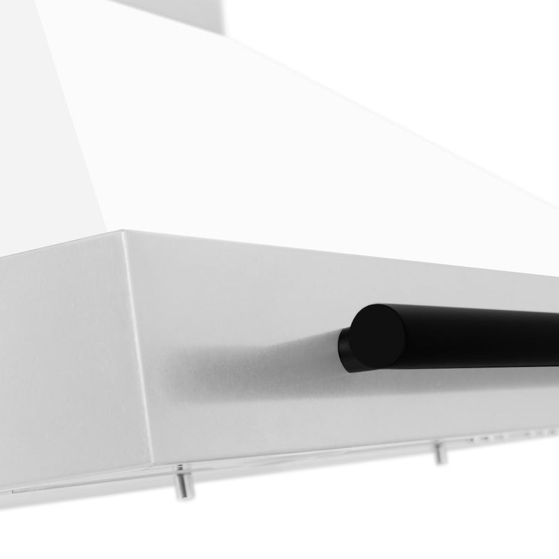 ZLINE Autograph Edition 30 in. Convertible Stainless Steel Range Hood with White Matte Shell and Matte Black Accents (KB4STZ-WM30-MB)