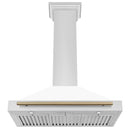 ZLINE Autograph Edition 36 in. Convertible Stainless Steel Range Hood with White Matte Shell and Champagne Bronze Accents (KB4STZ-WM36-CB) under.