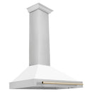 ZLINE Autograph Edition 36 in. Convertible Stainless Steel Range Hood with White Matte Shell and Polished Gold Accents (KB4STZ-WM36-G)
