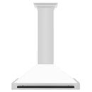 ZLINE Autograph Edition 36 in. Convertible Stainless Steel Range Hood with White Matte Shell and Matte Black Accents (KB4STZ-WM36-MB) front.