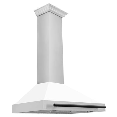 ZLINE Autograph Edition 36 in. Convertible Stainless Steel Range Hood with White Matte Shell and Matte Black Accents (KB4STZ-WM36-MB)
