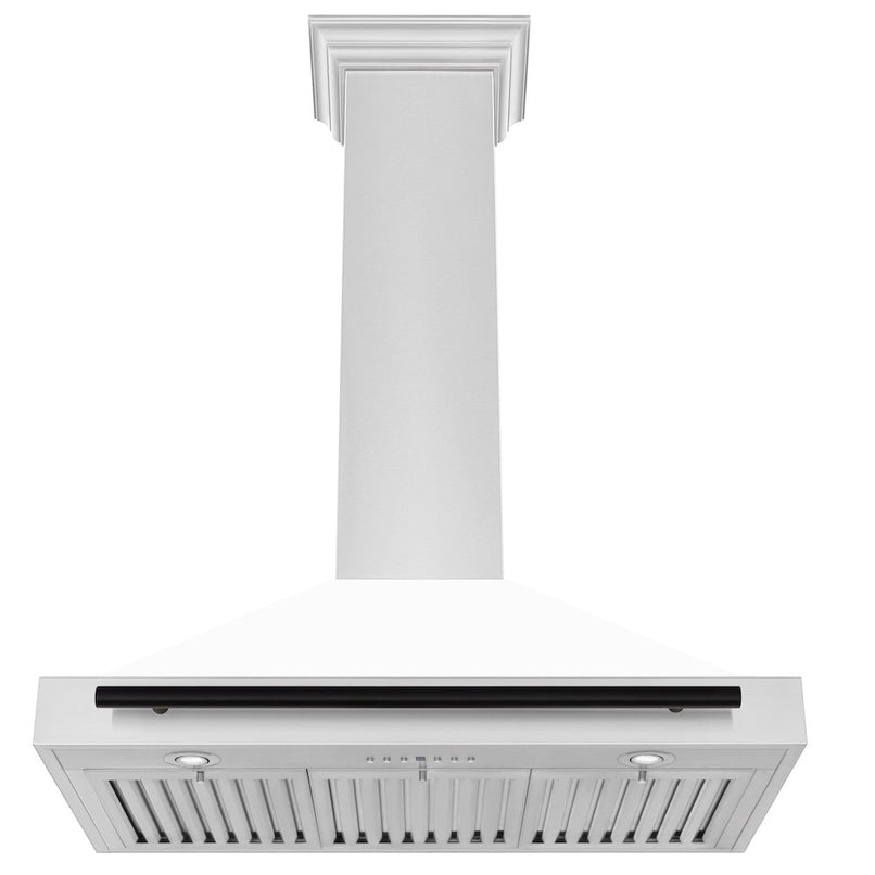 ZLINE Autograph Edition 36 in. Convertible Stainless Steel Range Hood with White Matte Shell and Matte Black Accents (KB4STZ-WM36-MB) under.