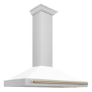 ZLINE Autograph Edition 48 in. Convertible Stainless Steel Range Hood with White Matte Shell and Champagne Bronze Accents (KB4STZ-WM48-CB)