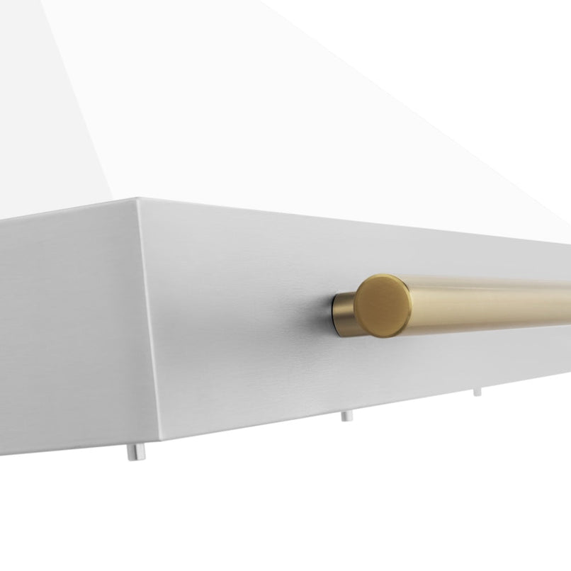 ZLINE Autograph Edition 48 in. Convertible Stainless Steel Range Hood with White Matte Shell and Polished Gold Accents (KB4STZ-WM48-G)