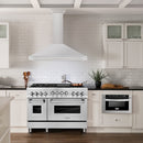 ZLINE 48 in. Convertible Stainless Steel Range Hood with Stainless Steel Handle (KB4STX-48) in a luxury kitchen.