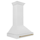 ZLINE Autograph Edition 36 in. Satin Stainless Steel Wall Mount Range Hood with Champagne Bronze Handle (8654SNZ-36-CB) side.