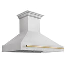 ZLINE Autograph Edition 48 in. Satin Stainless Steel Wall Mount Range Hood with Polished Gold Handle (8654SNZ-48-G)