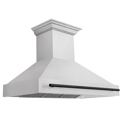 ZLINE Autograph Edition 48 in. Satin Stainless Steel Wall Mount Range Hood with Matte Black Handle (8654SNZ-48-MB)