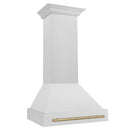 ZLINE Autograph Edition 30 in. Satin Stainless Steel Wall Mount Range Hood with Champagne Bronze Handle (8654SNZ-30-CB) side.