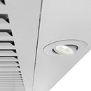 ZLINE 36 in. Convertible Vent Wall Mount Range Hood in Satin Stainless Steel (8KL3S-36) built-in lighting.