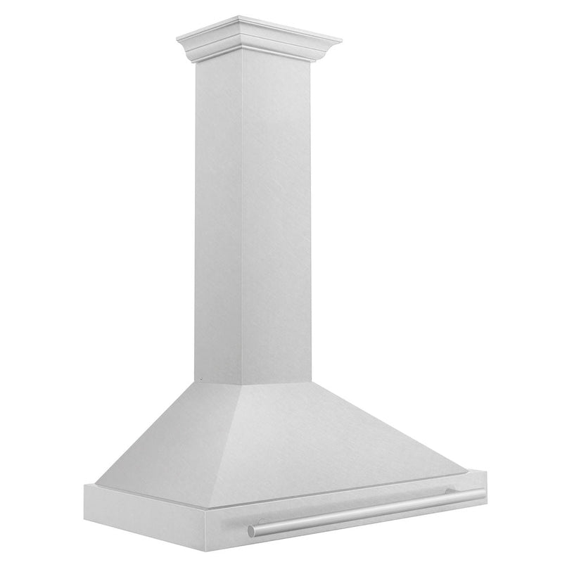 ZLINE 36 in. Convertible Satin Stainless Steel Wall Mount Range Hood with Stainless Steel Handle (KB4SNX-36) side.