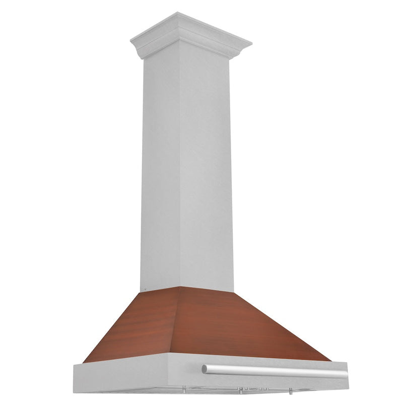 ZLINE 30 in. Convertible Satin Stainless Steel Wall Mount Range Hood with Copper Shell and Stainless Steel Handle (KB4SNX-C-30)