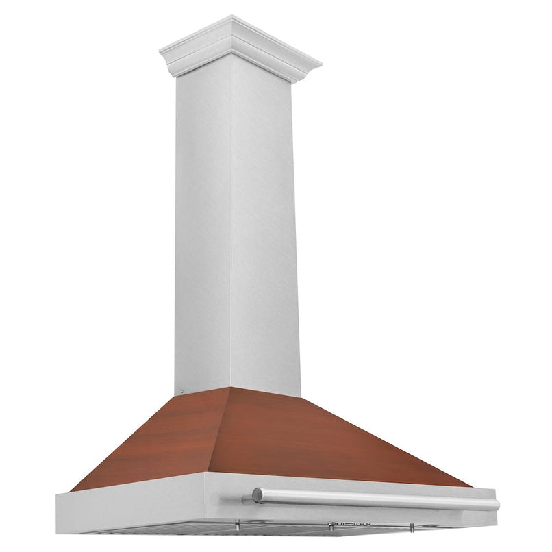 ZLINE 36 in. Convertible Satin Stainless Steel Wall Mount Range Hood with Copper Shell and Stainless Steel Handle (KB4SNX-C-36)