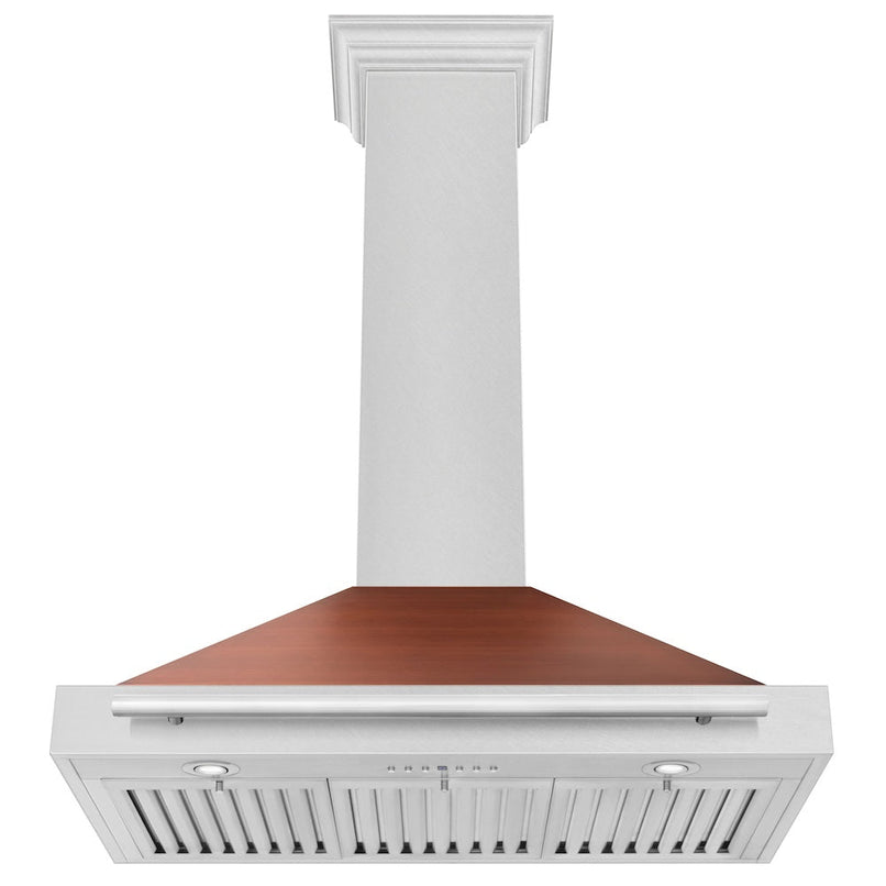 ZLINE 36 in. Convertible Satin Stainless Steel Wall Mount Range Hood with Copper Shell and Stainless Steel Handle (KB4SNX-C-36)