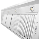 ZLINE 52 in. Ducted Wall Mount Range Hood Insert in Stainless Steel (698-52) built-in lighting.