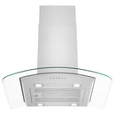 ZLINE 30 in. Alpine Series Convertible Island Mount Range Hood in Stainless Steel and Glass (ALP70IS-30) front, under.