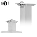 ZLINE 42 in. CrownSound™ Ducted Vent Island Mount Range Hood in Stainless Steel with Built-in Bluetooth Speakers (KE2iCRN-BT-42)
