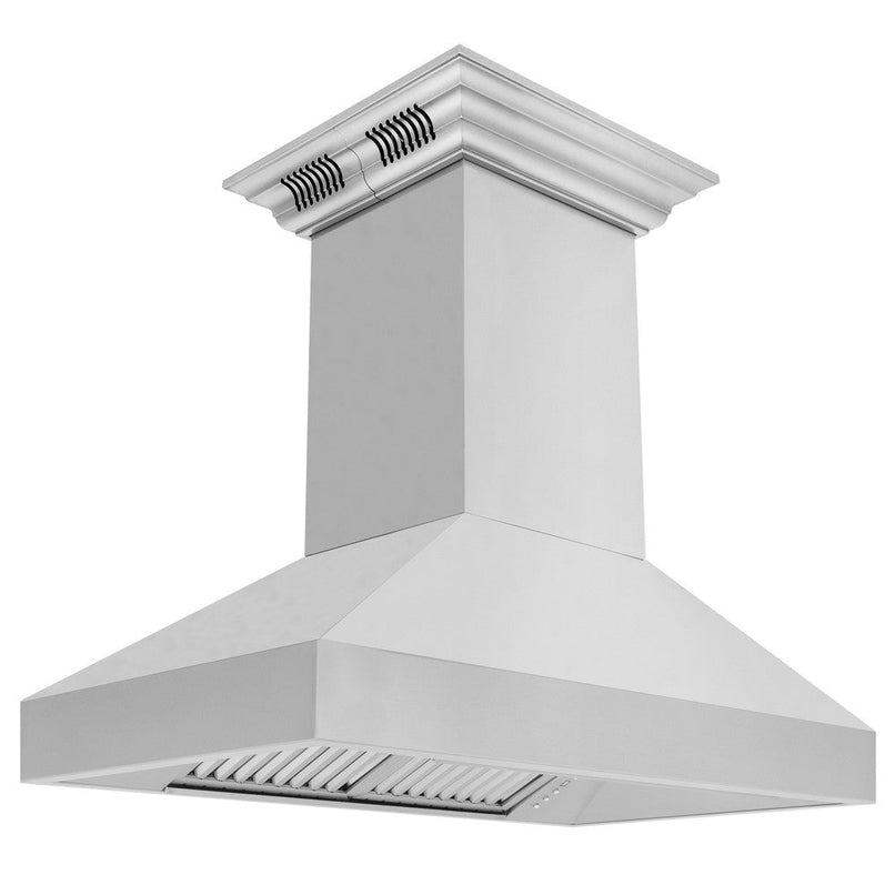 ZLINE 36 in. CrownSound™ Ducted Vent Island Mount Range Hood in Stainless Steel with Built-in Bluetooth Speakers (597iCRN-BT-36)