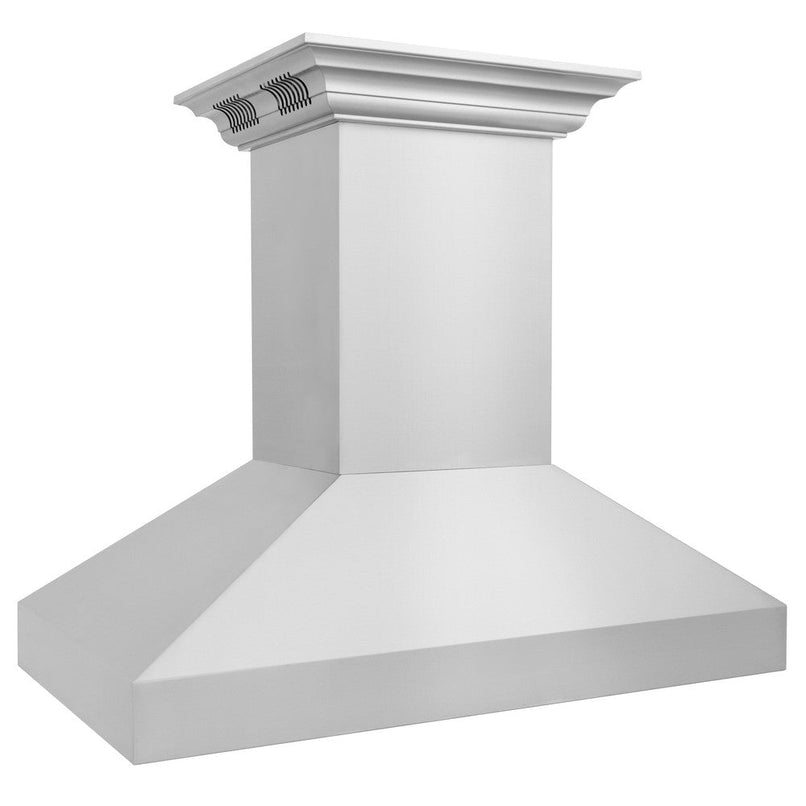 ZLINE 30 in. CrownSound™ Ducted Vent Island Mount Range Hood in Stainless Steel with Built-in Bluetooth Speakers (597iCRN-BT-30) side.
