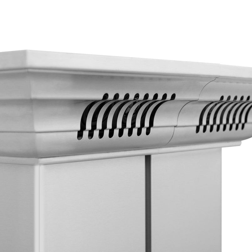 ZLINE 42 in. CrownSound™ Ducted Vent Island Mount Range Hood in Stainless Steel with Built-in Bluetooth Speakers (KE2iCRN-BT-42)
