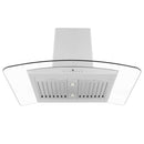 ZLINE 36 in. Convertible Vent Island Mount Range Hood in Stainless Steel and Glass (GL5i-36) front, under.