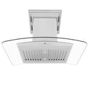 ZLINE 30 in. CrownSound™ Ducted Vent Island Mount Range Hood in Stainless Steel and Glass with Built-in Bluetooth Speakers (GL5iCRN-BT-30) front, under.
