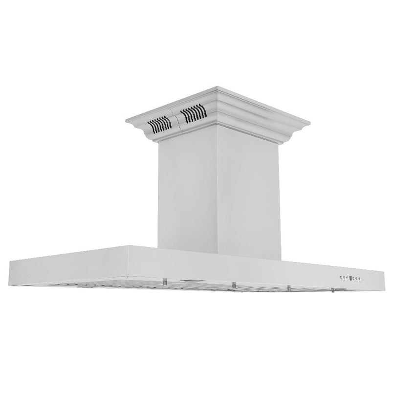 ZLINE 42 in. CrownSound™ Ducted Vent Island Mount Range Hood in Stainless Steel with Built-in Bluetooth Speakers (KE2iCRN-BT-42)
