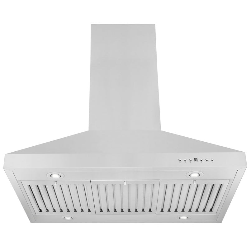 ZLINE 36 in. Convertible Island Mount Range Hood in Stainless Steel (KL3i-36) front, under.