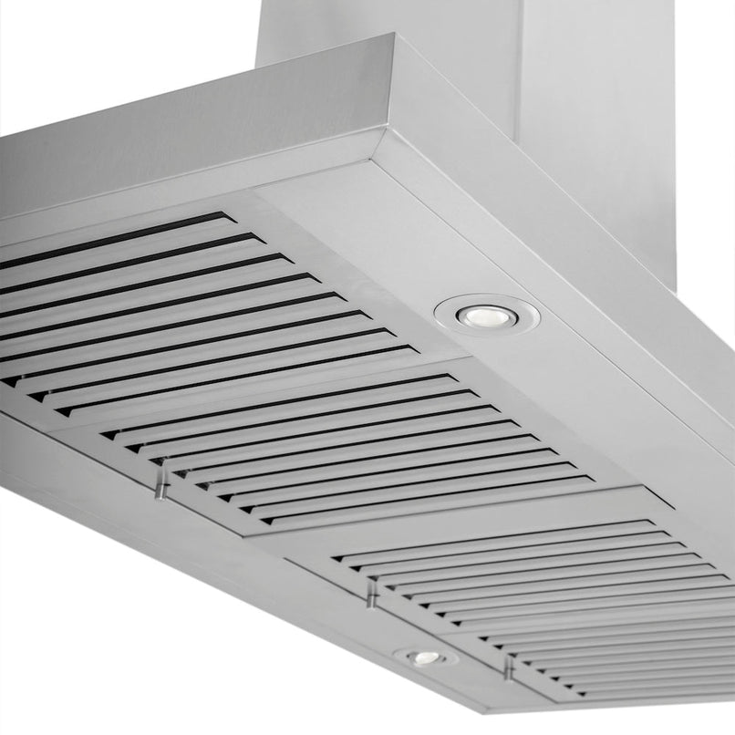 ZLINE 48 in. Convertible Island Mount Range Hood in Stainless Steel (KL3i-48) built-in lighting.