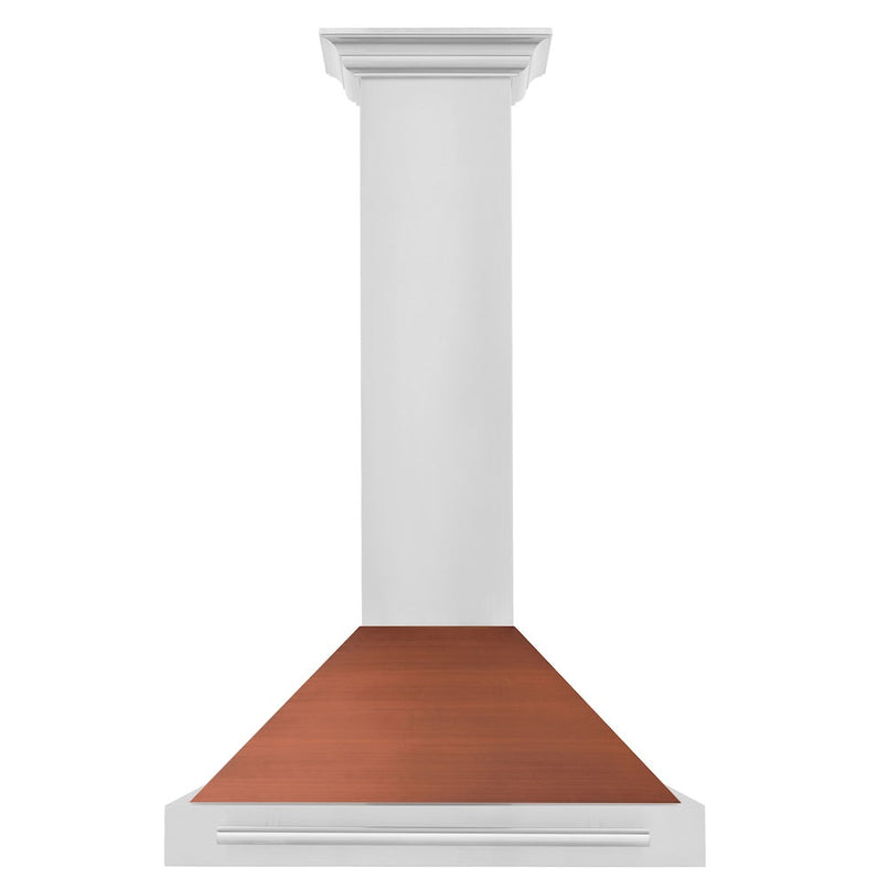 ZLINE 30 in. Convertible Stainless Steel Range Hood with Copper Shell and Stainless Steel Handle (KB4STX-C-30) front.