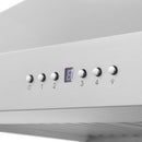ZLINE 36 in. CrownSound™ Ducted Vent Wall Mount Range Hood in Stainless Steel with Built-in Bluetooth Speakers (KF2CRN-BT-36) buttons.
