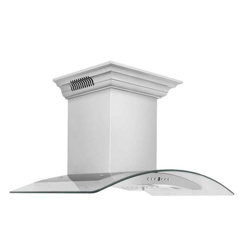 ZLINE 30 in. CrownSound™ Ducted Vent Wall Mount Range Hood in Stainless Steel and Glass with Built-in Bluetooth Speakers (KN4CRN-BT-30)